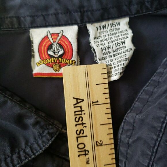 Vintage Looney Tunes Tweety Bird Embroidered Denim Button Up Shirt Size 14W/16W - Picture 6 of 8